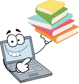 computer holding books